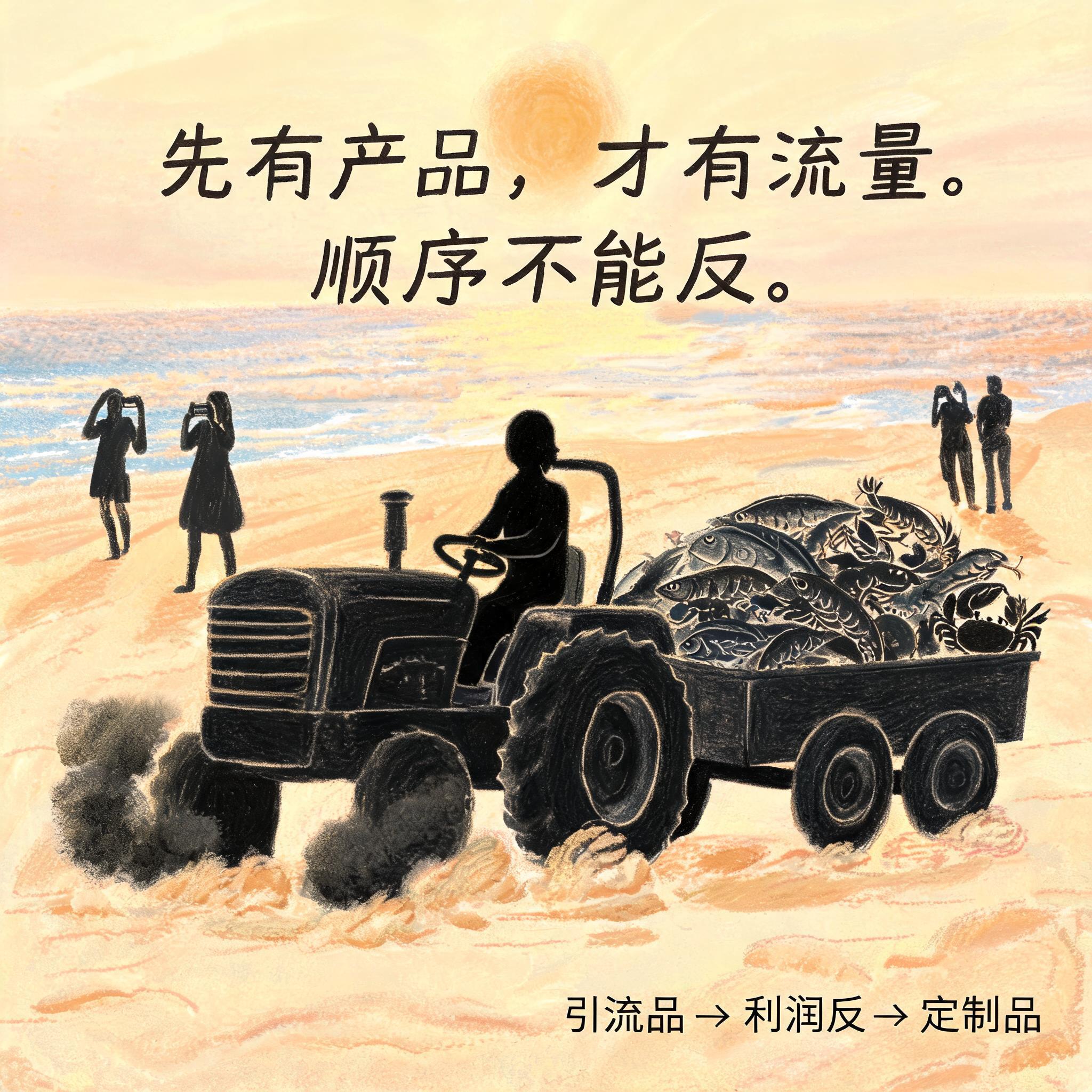 第2格：拖拉机开向海边
